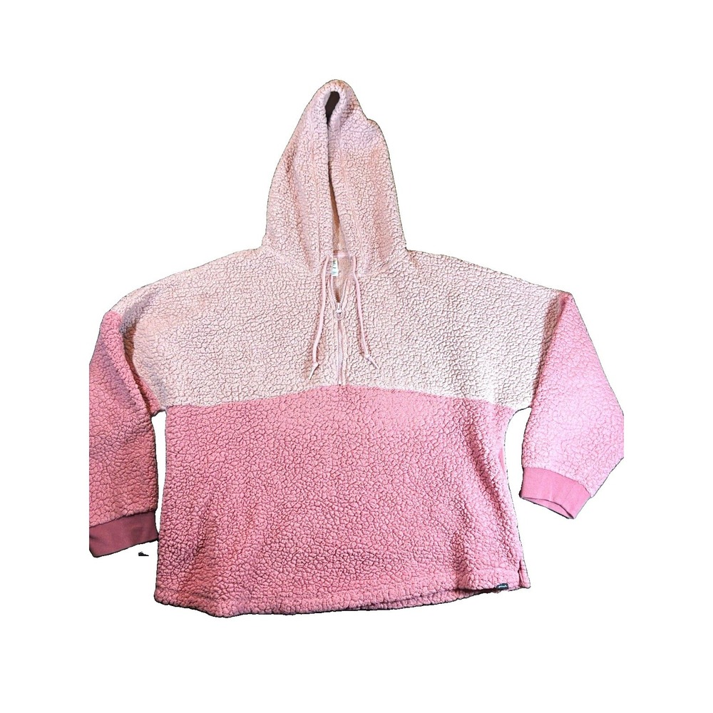 PINK Victoria's Secret Sherpa Fleece Colorblock Full Zip Hoodie XL Pink